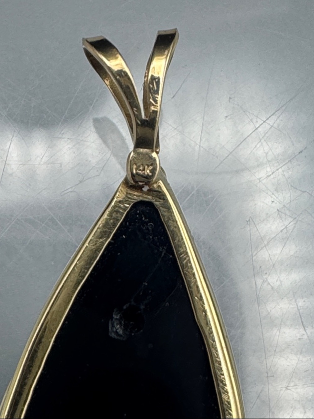 14k Gold Teardrop Pendant with Diamond/Moissanite - Picture 3 of 5